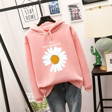 黑色卫衣加厚加绒女2023新款爆款连帽宽松韩版纯色秋冬外套潮ins商品大图