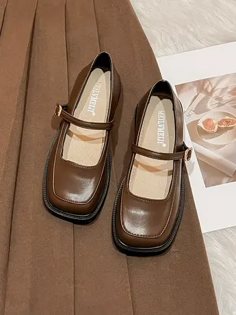 玛丽珍浅口单鞋软底方头小皮鞋女2023新款英伦风乐福鞋夏款配裙子商品大图