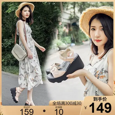 牛皮鞋子女夏季2023新款原创厚底松糕凉鞋女圆头休闲女凉鞋皮鞋子商品大图