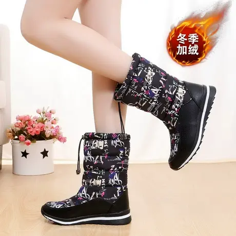 2022冬季新款时尚雪地靴女中筒棉靴学生韩版保暖加厚防水防滑棉鞋图片