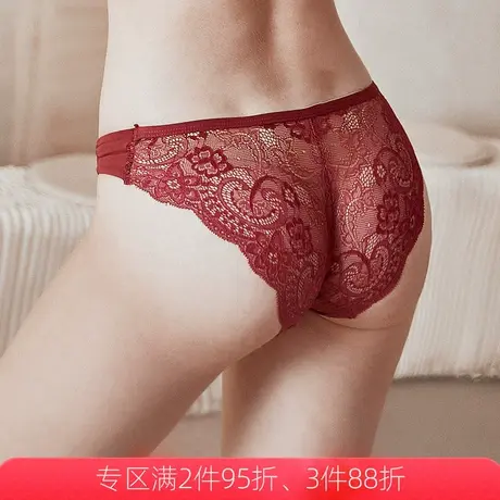 艾舒客蕾丝内裤女性感诱惑低腰三角裤头纯全棉底档短裤衩薄款透气图片