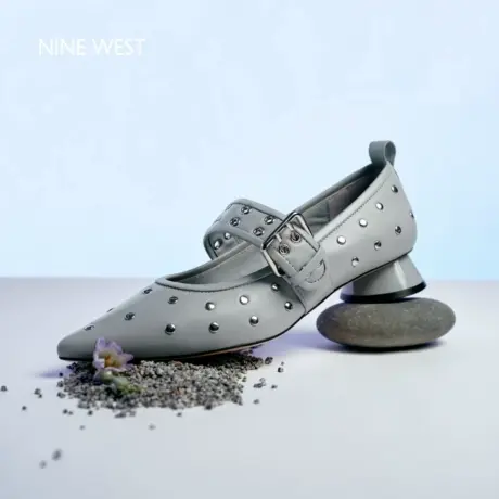【商场同款】Nine West/玖熙铆钉玛丽珍鞋女2025夏季新款真皮单鞋图片