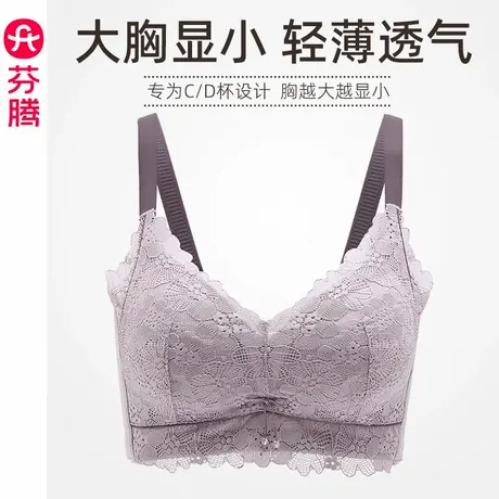 芬腾女士内衣大胸显小防下垂性感蕾丝文胸聚拢上托无钢圈少女胸罩图片