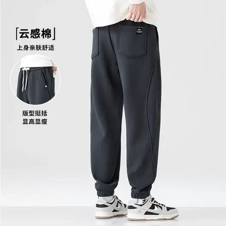 重磅针织春秋卫裤男2025夏季新款宽松大码潮牌加绒加厚休闲裤子男商品大图