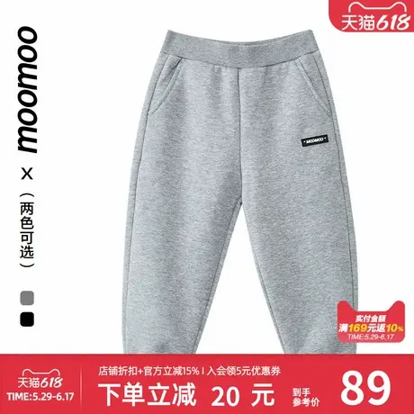 moomoo童装男童基础加绒针织长裤摇粒绒保暖休闲百搭学院下装秋冬商品大图