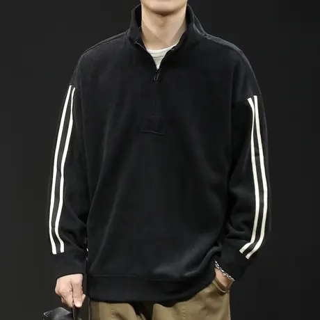 半高拉链潮牌卫衣男秋冬款条纹男款衣服秋季2023新款长袖大码百搭图片