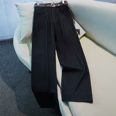 阔腿牛仔裤女秋季宽松长裤2025新款高腰垂感遮肉显瘦阔喇休闲裤子商品大图