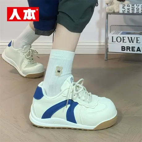 人本德训鞋女2025秋季新款运动鞋学生软底厚底增高百搭休闲小白鞋图片