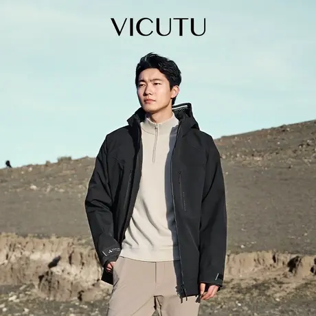 VICUTU威可多男士羽绒服24秋季温暖御寒时尚连帽商务通勤外套商品大图