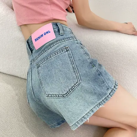 浅色牛仔短裤女夏季2023年薄款高腰宽松显瘦遮肉ins百搭阔腿热裤商品大图