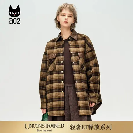 a02【ET释放系列】美拉德格子外套女2025新款秋季设计感休闲上衣商品大图