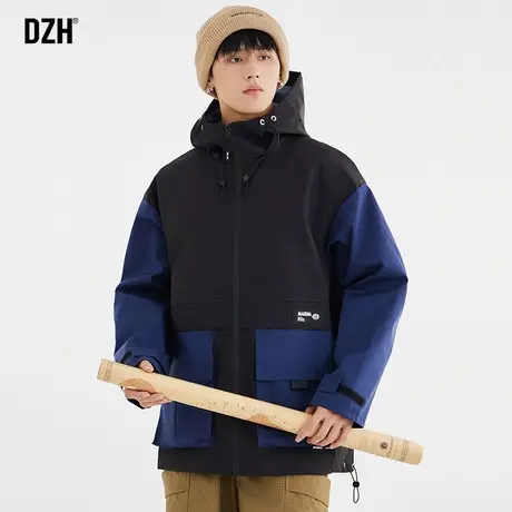 男士登山服冲锋衣外套男春秋男款高级感男装拼接上衣工装夹克外衣商品大图