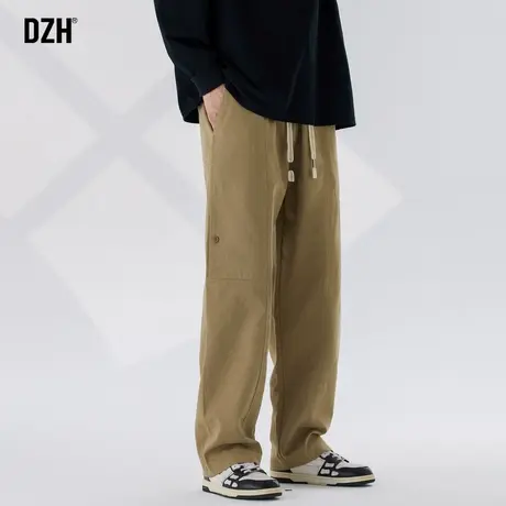 青少年卡其色工装裤秋季男休闲裤宽松裤子男款直筒裤卡其裤伐木裤商品大图