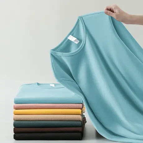 德绒长袖t恤男装2023新款秋冬保暖潮流内搭打底衫双面绒秋衣小衫商品大图