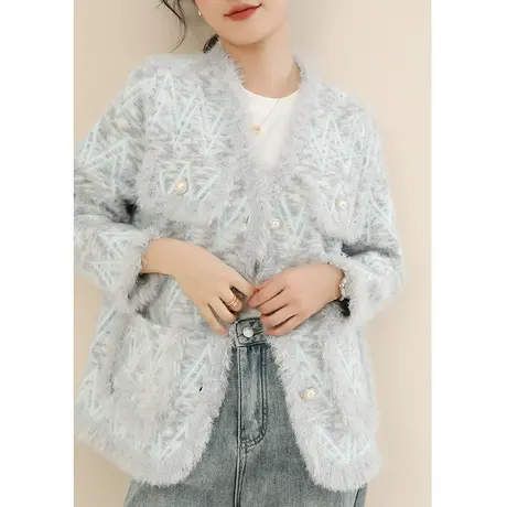 新品8.5折】高级感气质小香风外套百搭洋气毛边短外套女商品大图