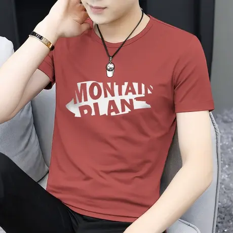 莫代尔冰丝t恤男士短袖潮牌潮流圆领上衣服凉感半袖夏季速干体恤图片