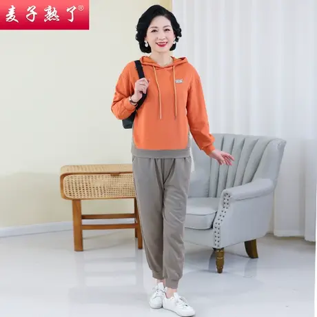 妈妈春装休闲运动两件套装中老年人女装洋气卫衣长裤春秋新款长袖图片