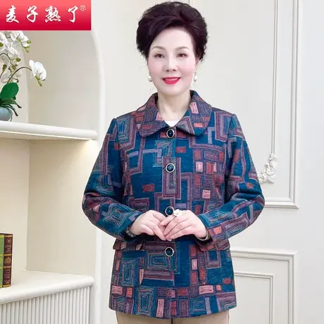 妈妈春装外套60岁70老人妈妈秋宽松毛呢上衣老太太衣服中老年女装商品大图