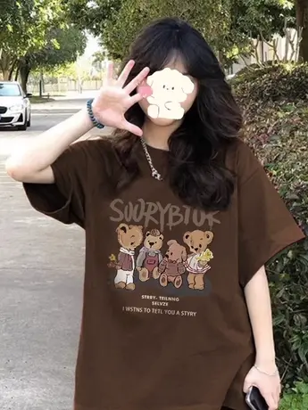 短袖t恤女2024年夏季新款设计感小众正肩体恤港味复古chic上衣商品大图