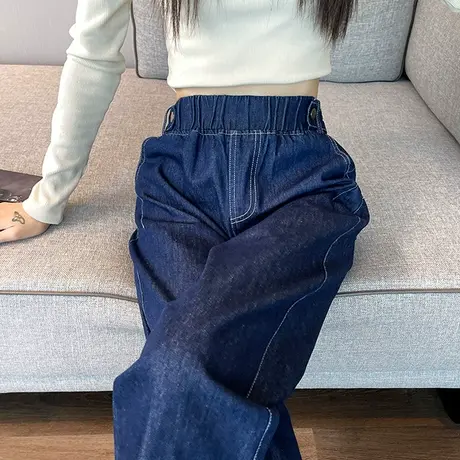 九分卷边哈伦牛仔裤女春秋新款梨形身材高腰宽松显瘦萝卜老爹裤子商品大图