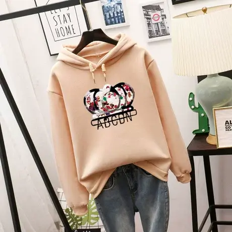 中长款2024年新款秋季卫衣女士春秋冬加绒加厚ins潮连帽韩版宽松图片