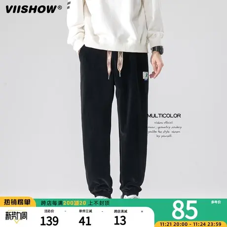 VIISHOW日系灯芯绒裤子男士春秋季潮牌束脚运动裤男重磅休闲卫裤商品大图