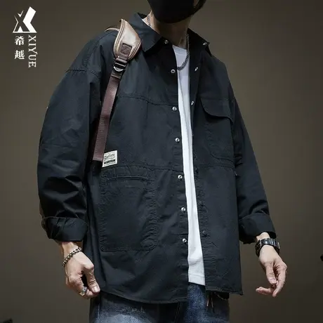 春秋男生长袖衬衫男2025秋季新款大码男装休闲衬衣男士工装外套潮图片