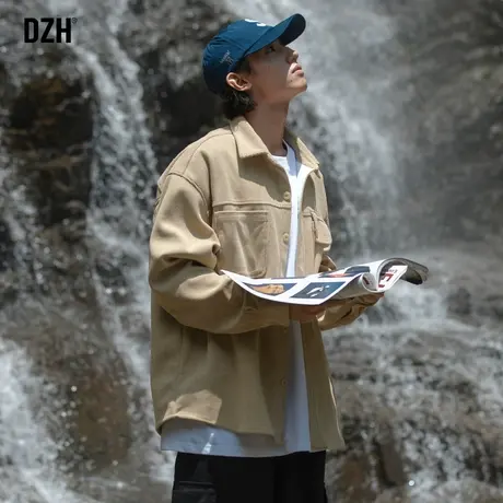 男士高级感长袖衬衫男灯芯绒衬衣男款韩版潮流寸衫男生外套春秋款商品大图