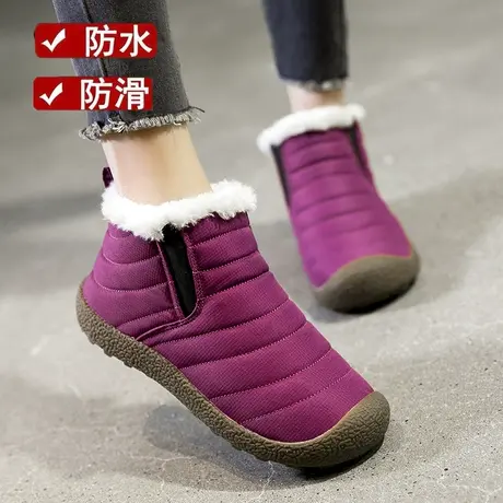 老北京布鞋女棉鞋冬季防水加绒短靴防滑保暖妈妈雪地靴中老年靴子商品大图