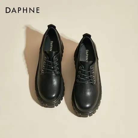 达芙妮厚底增高小皮鞋女英伦风复古日系黑色单鞋女秋冬松糕底jk鞋图片