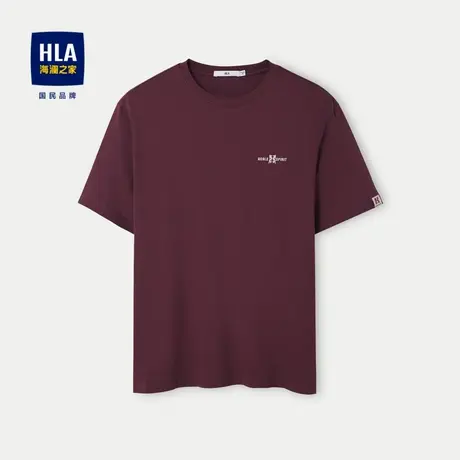 HLA/海澜之家立体胶印短袖T恤2024春夏新款圆领针织纯棉短袖男商品大图