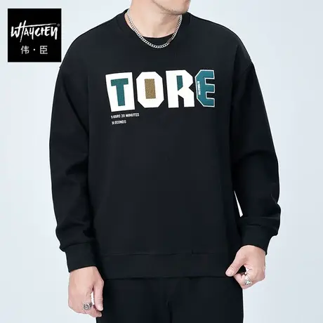 伟臣2024春季新品大码男式卫衣胖子加肥加大宽松套头肥佬运动上衣商品大图