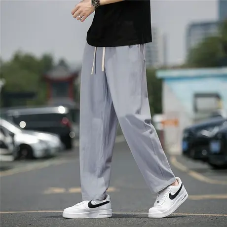 纯棉休闲裤夏季男新款亚麻男士裤子春秋直筒裤宽松运动裤阔腿长裤商品大图