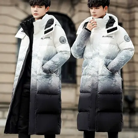 羽绒服男冬季潮牌2022年新款加长过膝超长冬装加厚白鸭绒休闲外套图片