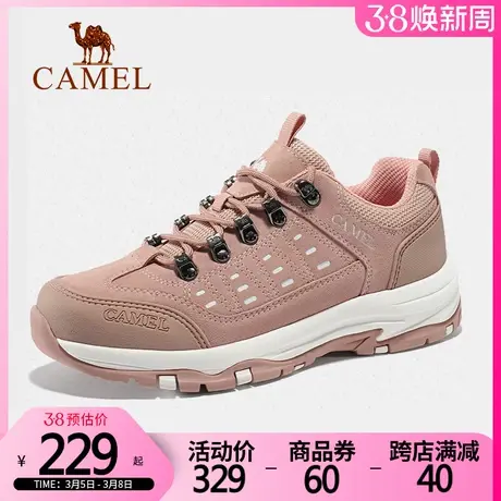 骆驼女鞋2022新款休闲鞋防滑耐磨轻便真皮户外徒步鞋厚底运动鞋女商品大图