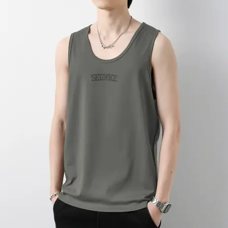 纯棉背心男士无袖t恤夏季薄款跨栏篮球健身宽肩运动坎肩汗衫外穿商品大图