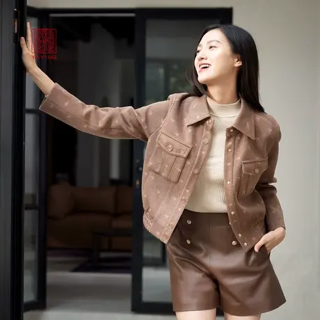 EP雅莹高端系列 工装风撞色提花羊毛短款外套 商场同款1218B商品大图