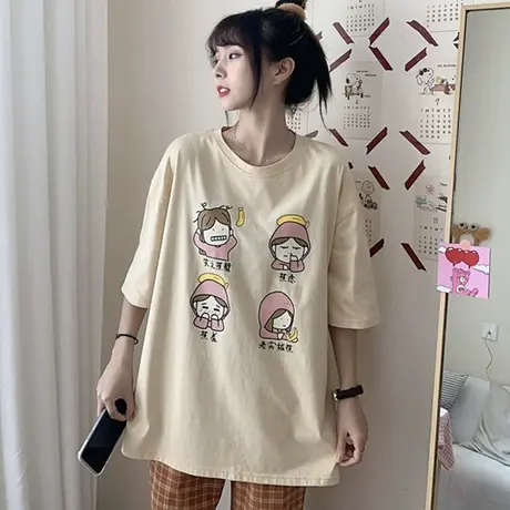 网红短袖t恤女夏2021新款宽松韩版半袖设计感小众ins超火上衣服潮商品大图