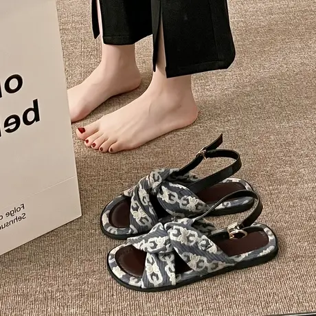 配裙子的凉鞋女仙女风平底罗马鞋子2023年夏季新款高级感凉拖外穿商品大图