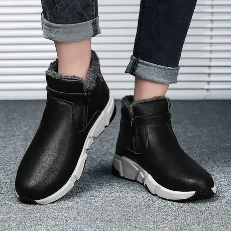 冬季加绒雨鞋男时尚钓鱼鞋防水防滑加厚棉鞋保暖雨靴短筒雪地靴男商品大图