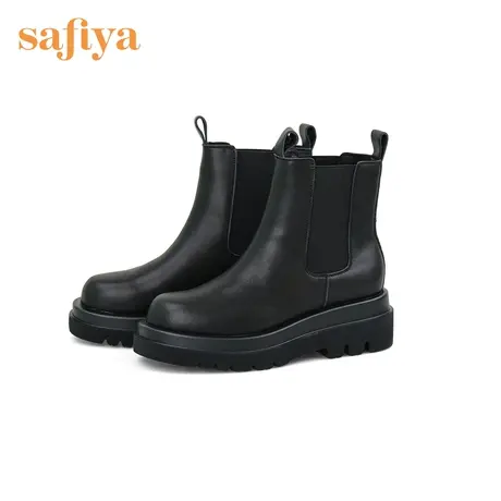 Safiya/索菲娅商场同款烟筒靴女冬季新款潮酷个性切尔西短靴图片