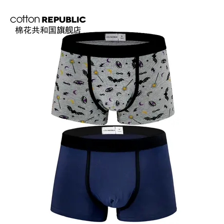 Cotton Republic/棉花共和国2019棉质时尚印花男性感中腰平角内裤图片