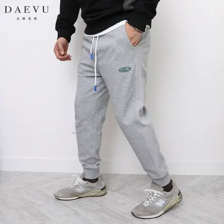 DAEVU秋新款年青大号弹力潮胖子束脚加肥加大码男士针织运动卫裤图片