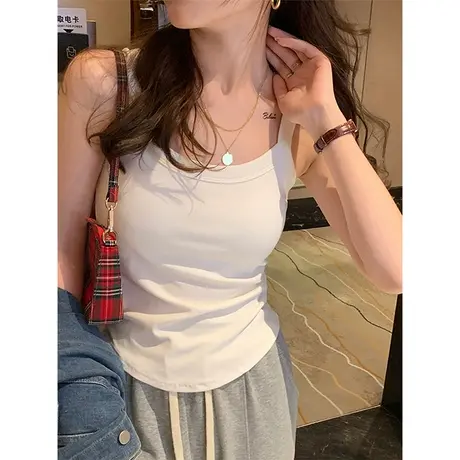 美背文胸一体吊带小背心女内搭夏季新款外穿打底无袖短款辣妹上衣图片