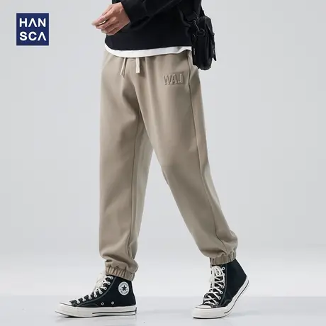 清仓特卖hansca针织休闲运动卫裤男春秋宽松潮牌裤子重磅束脚长裤商品大图