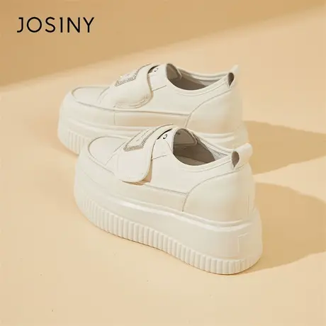Josiny/卓诗尼鞋子小香风配裙子小白鞋女2024新款魔术贴软底女鞋图片