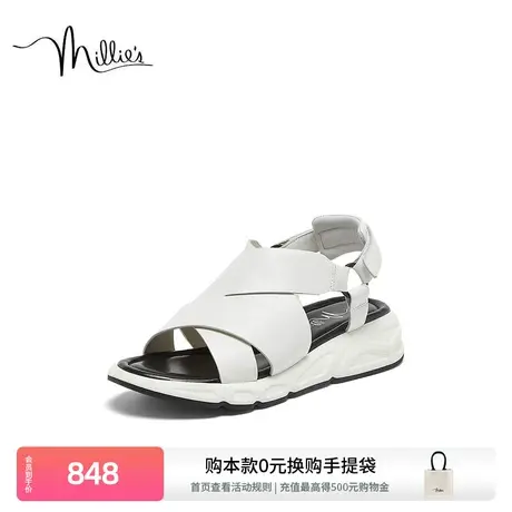 【崎妙女孩】妙丽2024夏季平底运动风通勤舒适百搭凉鞋女LG644BL4商品大图