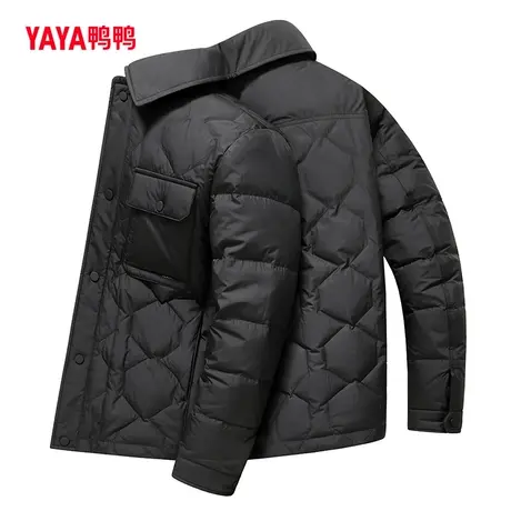 鸭鸭羽绒服男短款2023年秋季新款宽松纯色百搭衬衫领保暖外套C图片