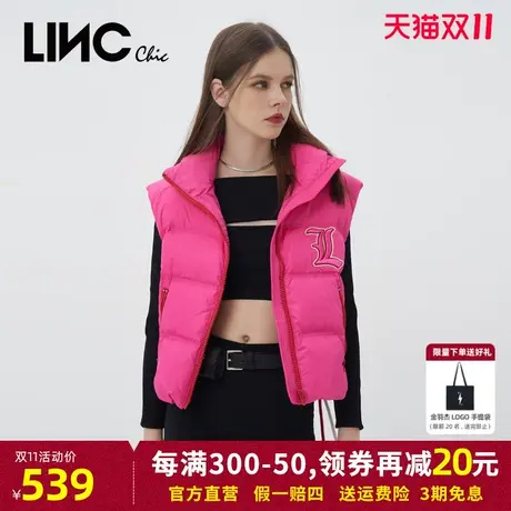 LINC金羽杰2023秋冬新款潮酷造型感轻暖反季断码女款羽绒服马甲女商品大图