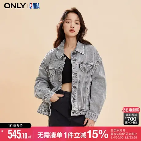 ONLY夏季简约休闲百搭刺绣短款牛仔外套女|123454001图片